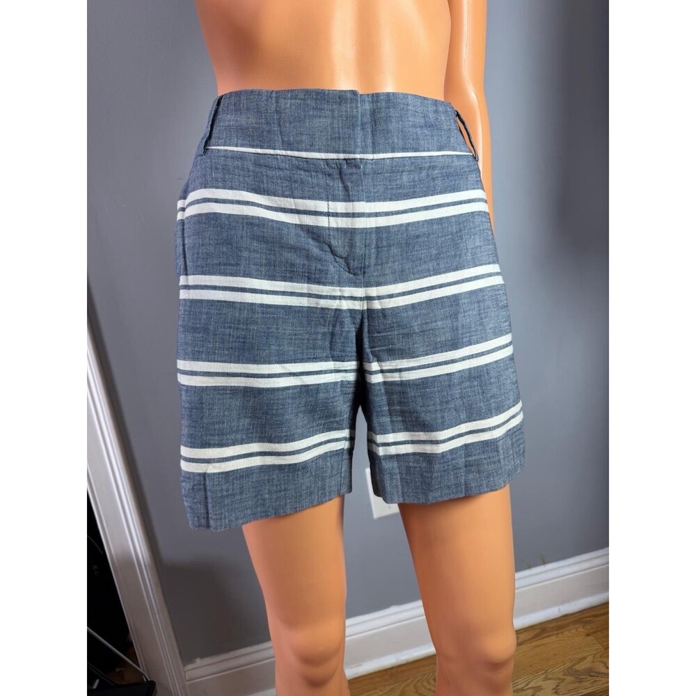Ann Taylor LOFT Riviera Shorts Size 4 Blue Striped Coastal Grandmother Linen NWT